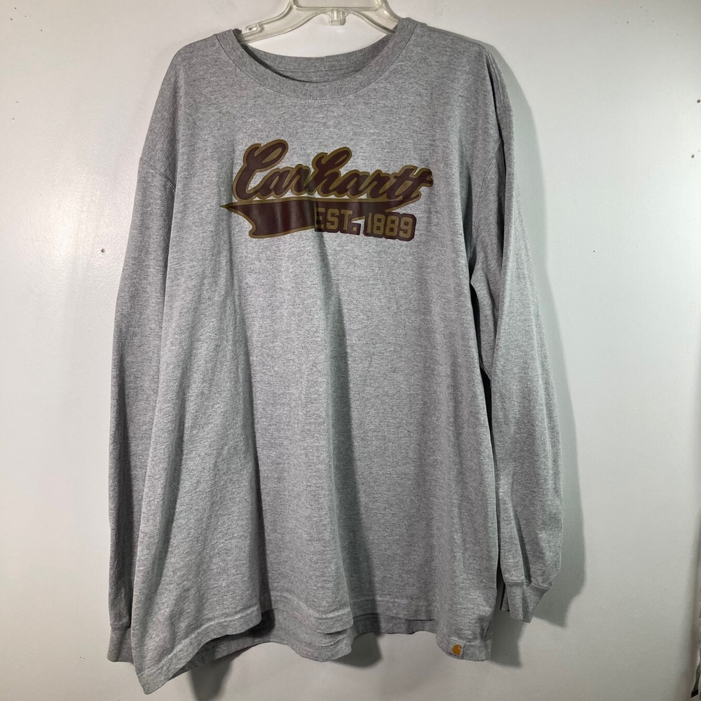 Carhartt‎ EST 1889 Long Sleeve Gray Graphic T Shirt Men Size XXXL